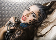 woman with leopard make up