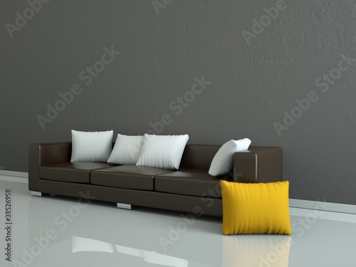 Illustration: Wohndesign - braunes Ledersofa Wohndesign - braunes Ledersofa