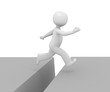 3d Männchen sprung über Schlucht
