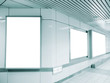 Blank billboard in underground passage