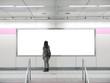 Blank billboard in modern building