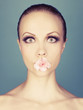 Lady with flowers in her mouth Lady with flowers in her mouth
