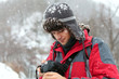 Tourist with camera outdoor Tourist with camera outdoor