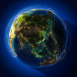 Major global aviation routes on the globe