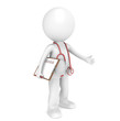 3D little human character The Doctor. Red theme. People series.