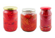 Jars with different preserved vegetables