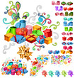 Big Collection of Gift Boxes with Trendy Elements. Big Collection of Gift Boxes with Trendy Elements.