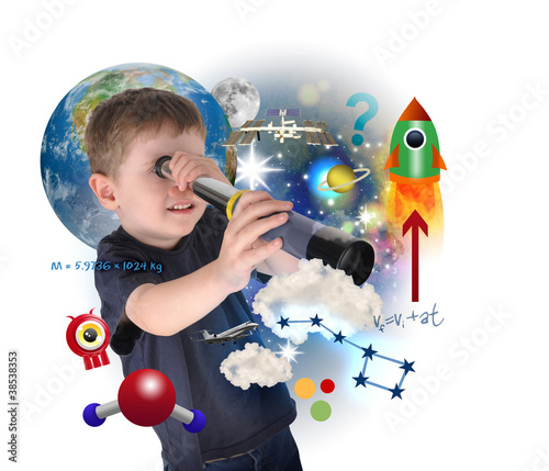 Photo: Science Boy Exploring and Learning Space Science Boy Exploring and Learning Space