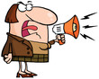 Mad Business Woman Yelling Through A Megaphone