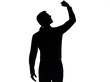 one business man angry fisting up silhouette