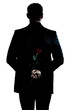 rear view silhouette man portrait holding a rose flower