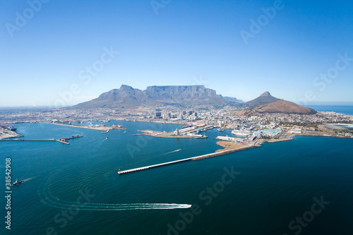 Photo: aerial view of Cape Town and table mountain, South Africa aerial view of Cape Town and table mountain, South Africa