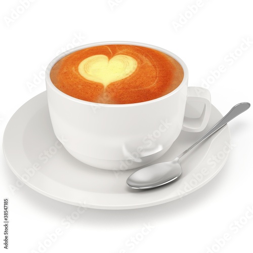 Photo: 3d coffee cup with plate and spoon 3d coffee cup with plate and spoon