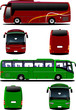 Two city buses. Tourist coach. Vector illustration for designers Two city buses. Tourist coach. Vector illustration for designers