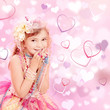 Prinzessin mit Hintergrund Herzen Pink