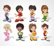 Set of 8 cute happy cartoon kids