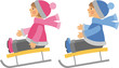 Children sledding in the winter