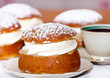 Typical swedish semla with sweet cream. Typical swedish semla with sweet cream.