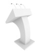 white tribune odium and microphone on white