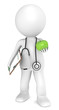 An apple a day. 3D little human character The Doctor.