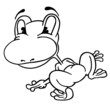 Frog from the Back - Black and White Cartoon