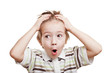 Amazed or surprised child boy