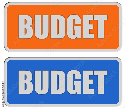 Illustration: 2 Sticker orange blau BUDGET 2 Sticker orange blau BUDGET