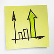 Vector: Successful business graph on yellow sticky paper. Vector illustr Successful business graph on yellow sticky paper. Vector illustr