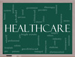 Healthcare word cloud on blackboard