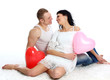 Young romantic valentine's couple with balloons Young romantic valentine's couple with balloons