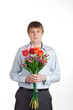 young man with a bouquet