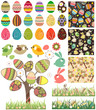 Vektor: Big easter set with traditional eggs,birds and rabbits Big easter set with traditional eggs,birds and rabbits
