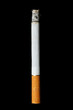 cigarette with ashes isolated on black background