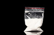 Cocaine in package on black background