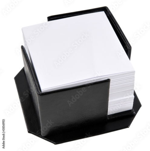 Photo: Memo cards in a black leather holder Memo cards in a black leather holder