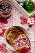 Jam Over Toast with Heart Shaped Napkins for Valentine's Day
