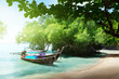 long boats on beach in Thailand