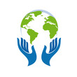 Logo hand and the world # Vector Logo hand and the world # Vector