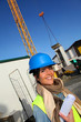 Portrait of smiling architect on building site Portrait of smiling architect on building site
