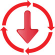 red arrow to move down in the circle