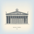 Engraving vintage Roman temple.