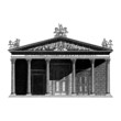 Engraving vintage Roman temple.