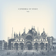 Engraving vintage Cathedral of Venice. Engraving vintage Cathedral of Venice.
