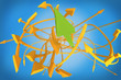 Orange arrows with green one standing out