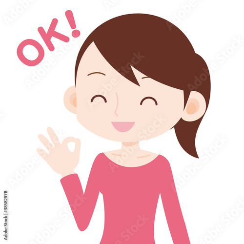 Illustration: 女性 上半身 承認 OK 女性 上半身 承認 OK