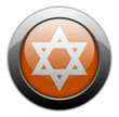 Orange Metallic Orb Button "Star Of David"