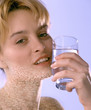 Woman with Dry Skin Drinking Water 02