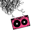 Audiocassette tape with tangled. Vector illustration.