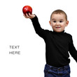 To be like Steve Jobs. Kid, boy with red apple To be like Steve Jobs. Kid, boy with red apple
