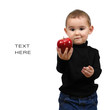 To be like Steve Jobs. Kid, boy with red apple To be like Steve Jobs. Kid, boy with red apple